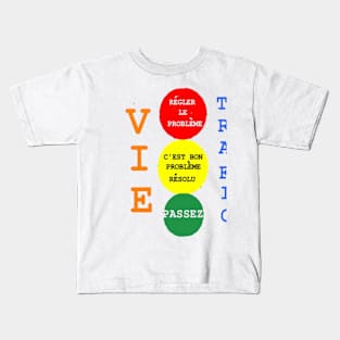 French Life Traffic Design on White Background Kids T-Shirt